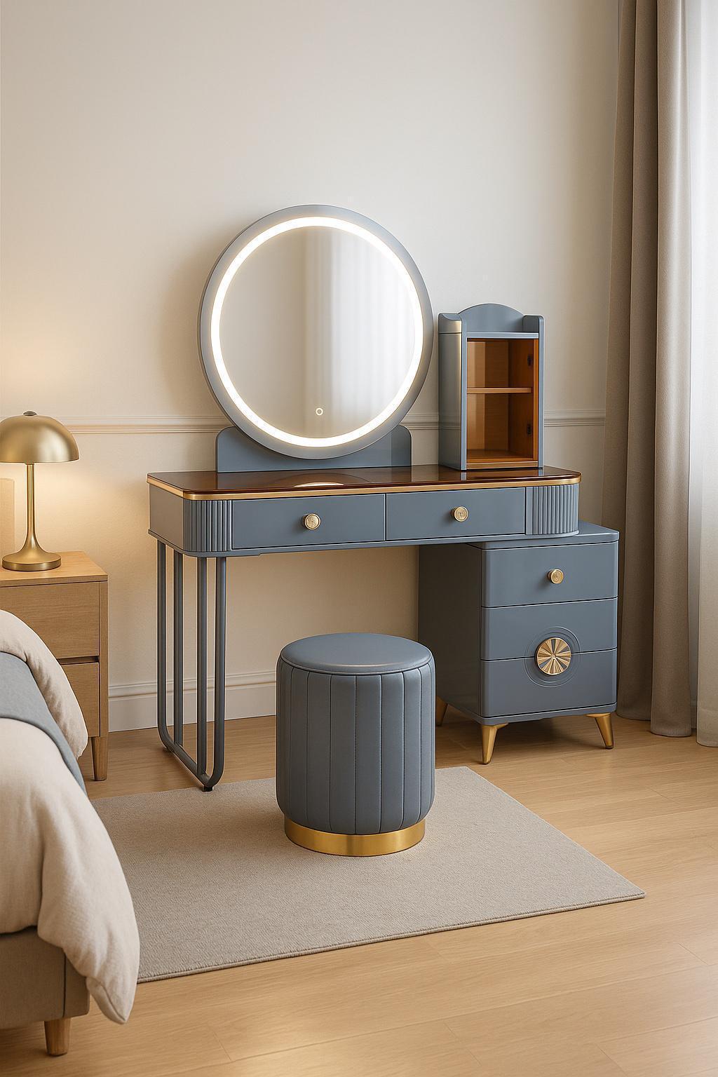 08651f77-750e-4347-82a7-c592479f1603 MDT Round LED Mirror Dressing Table - Image 1